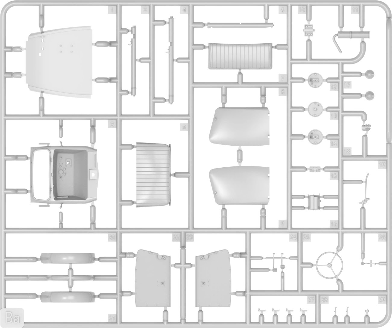38063 Tempo E400 Stahlblech Pritsche 3-wheel Truck Miniart Sprue-2