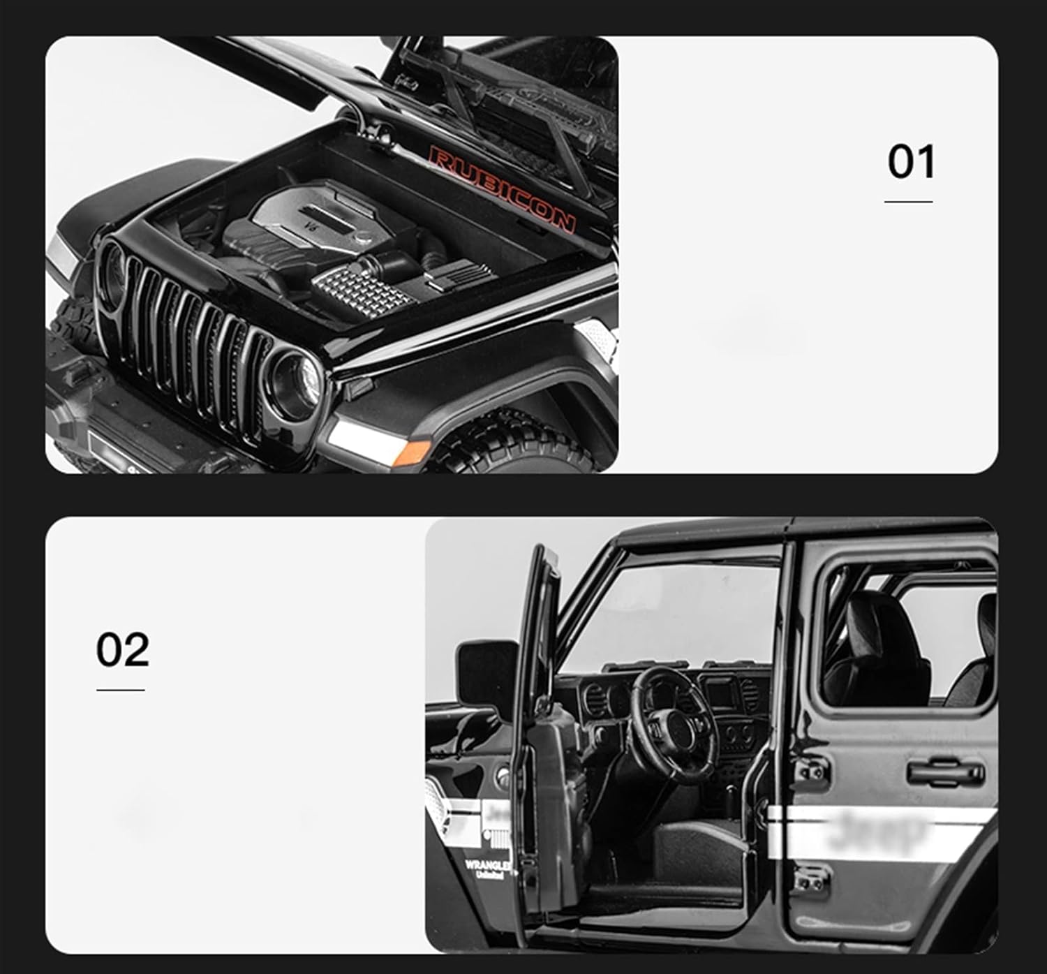 Alloy Die Cast 1-22 for Jeeps Wrangler Black-2