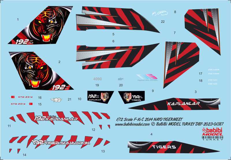 F-16C Fighting Falcon NATO Tigermeet 2014 1-72 Decal