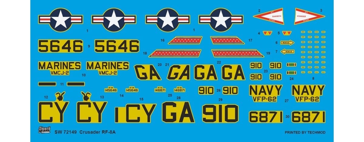 SW72149 F8U-1P-RF-8A over Cuba Decals