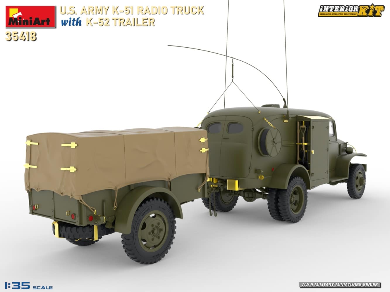 US ARMY K-51 RADIO TRUCK WITH K-52 TRAILER. INTERIOR KIT-3