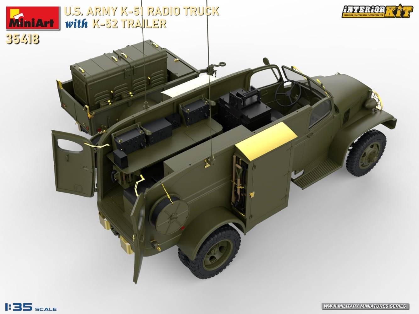 US ARMY K-51 RADIO TRUCK WITH K-52 TRAILER. INTERIOR KIT-5