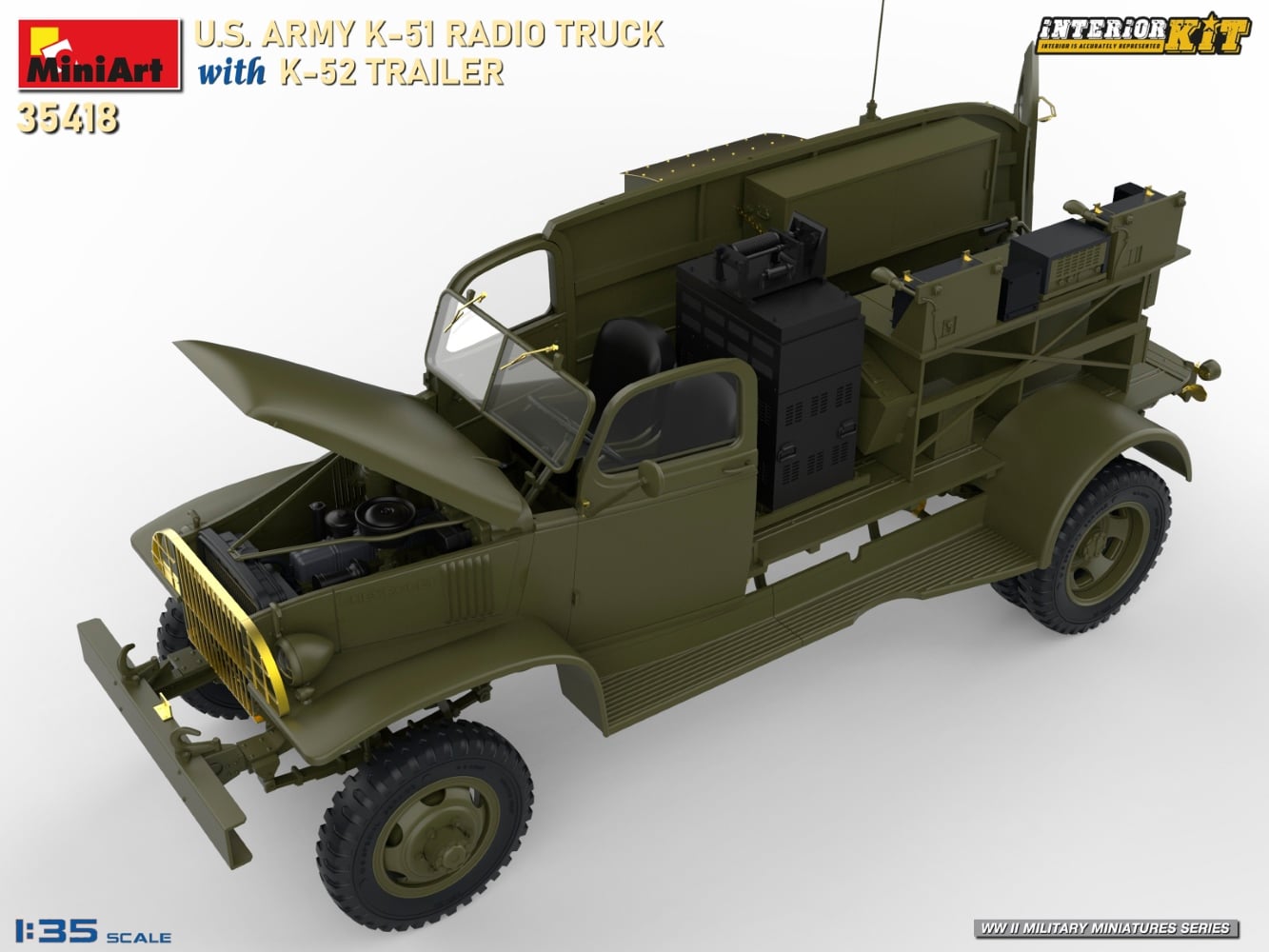 US ARMY K-51 RADIO TRUCK WITH K-52 TRAILER. INTERIOR KIT-6