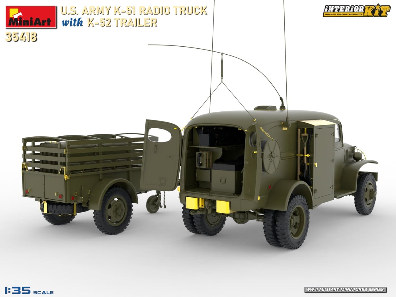 US ARMY K-51 RADIO TRUCK WITH K-52 TRAILER. INTERIOR KIT-8