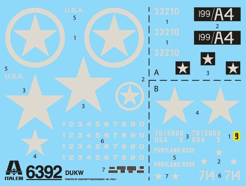 Italeri DUKW 2½ GMC Truck Amphibious Version Decals
