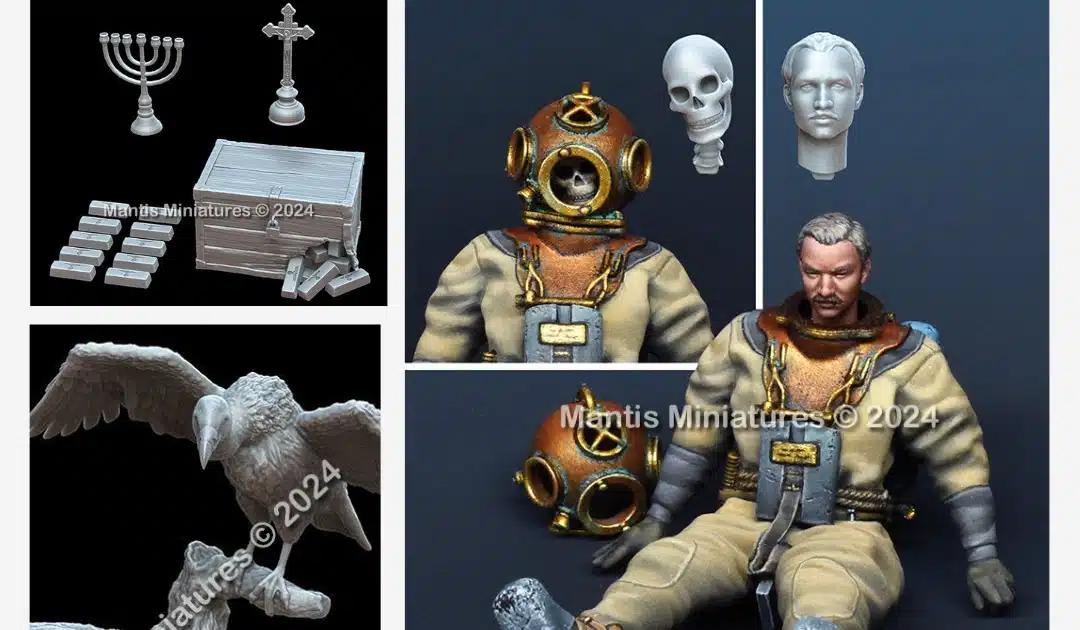 Undersea, sunken treasure & scavenger sets in 35th scale from Mantis Miniatures in June...
