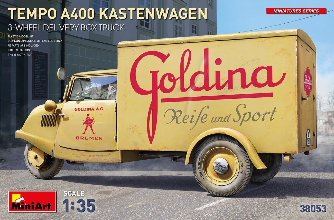 MiniArt 38053 Tempo A400 Kastenwagen 3-Wheel Delivery Box Truck