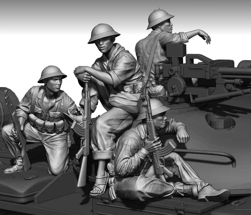 North Vietnamese Army tank riders from Paracel Miniatures