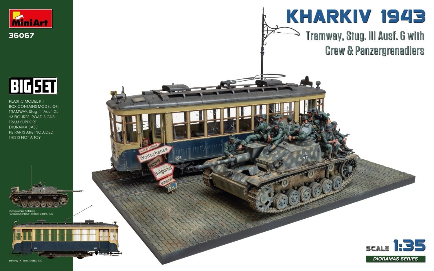 36067 Kharkiv 1943: Tram & Stug. III Ausf. The G with Crew. G w/Crew