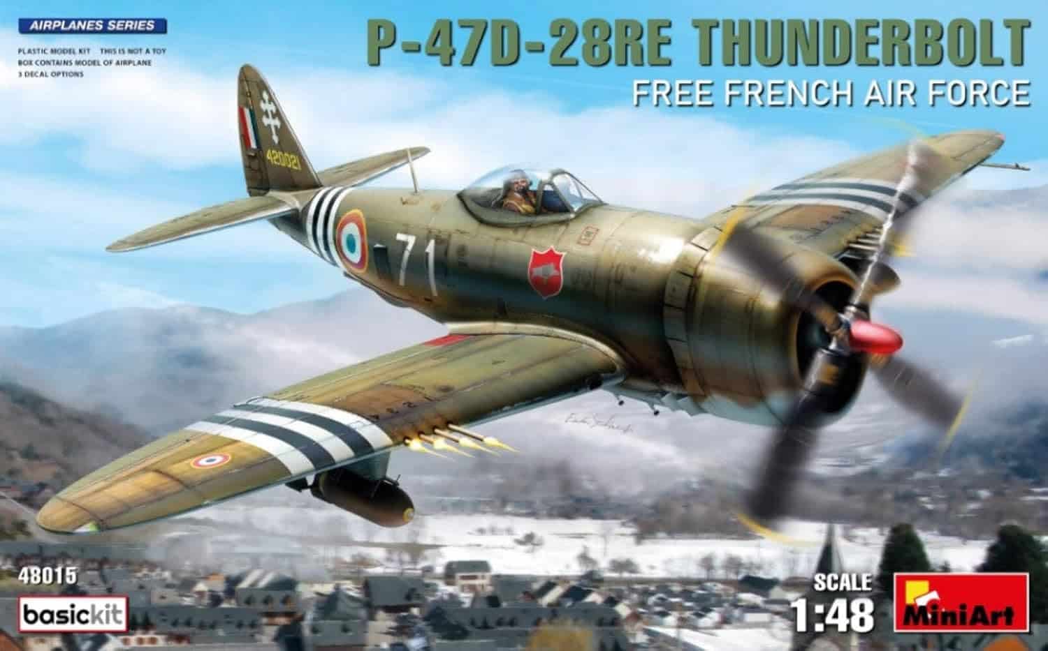 KIT DA MONTARE Scala Compatible with P-47D 28RE Thunderbolt Free French Air Force Basic Kit 1:48 Miniart MIN48015