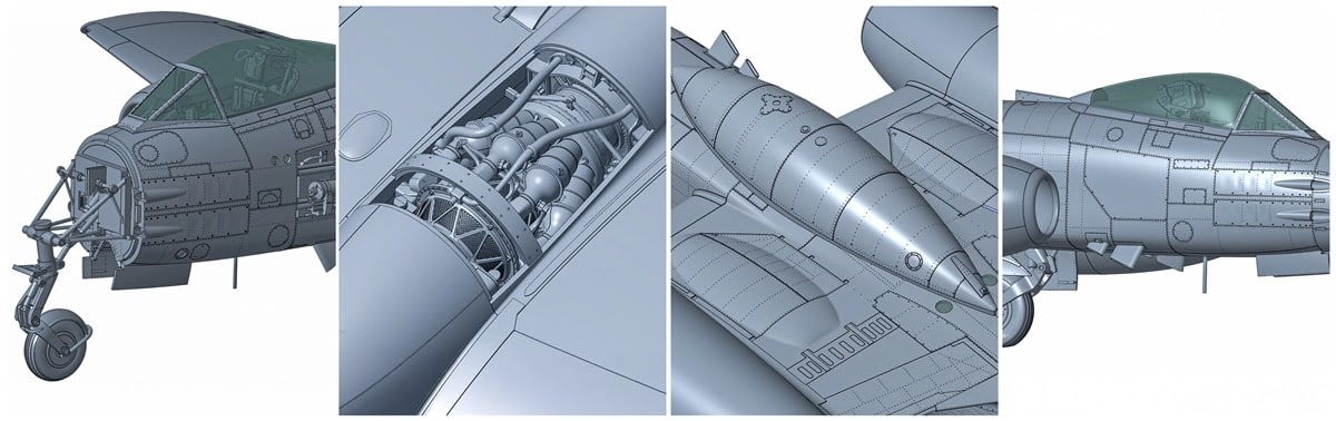 Revell's latest CADs for the Gloster Meteor 32nd scale F.8-FR.9.