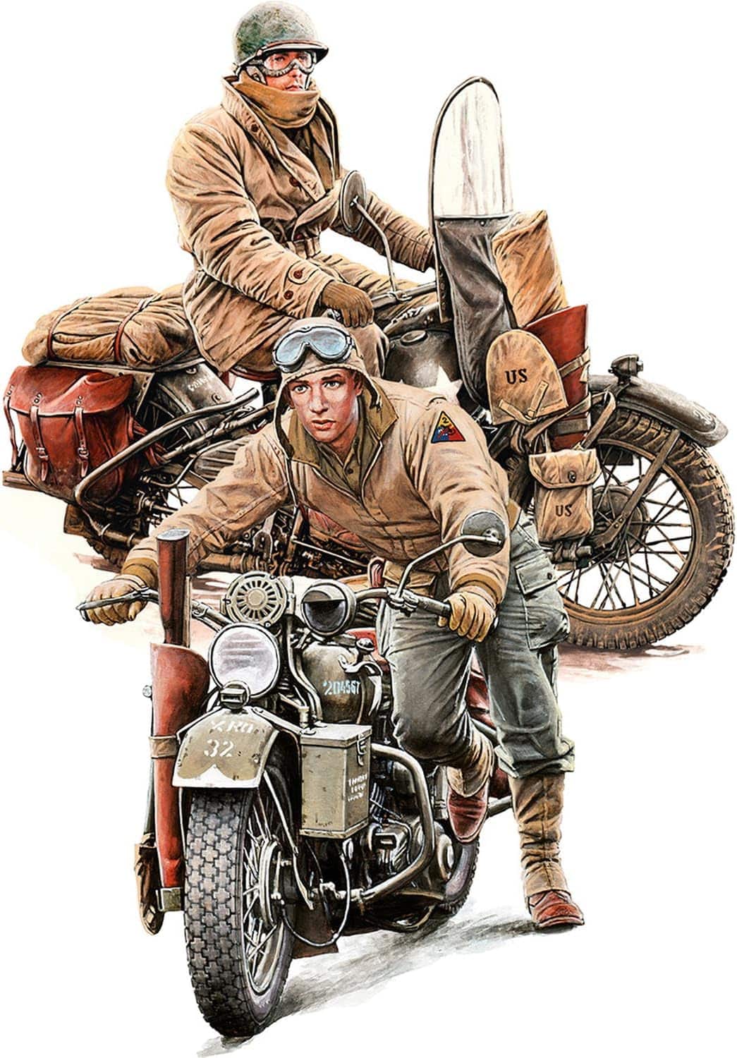 MiniArt 35422 1:35 U.S. Soldiers with WLA Motorcycles-Faithful Replica, 11001010 Building Kits, Crafts, Hobby and Gluing, Kits, Unpainted