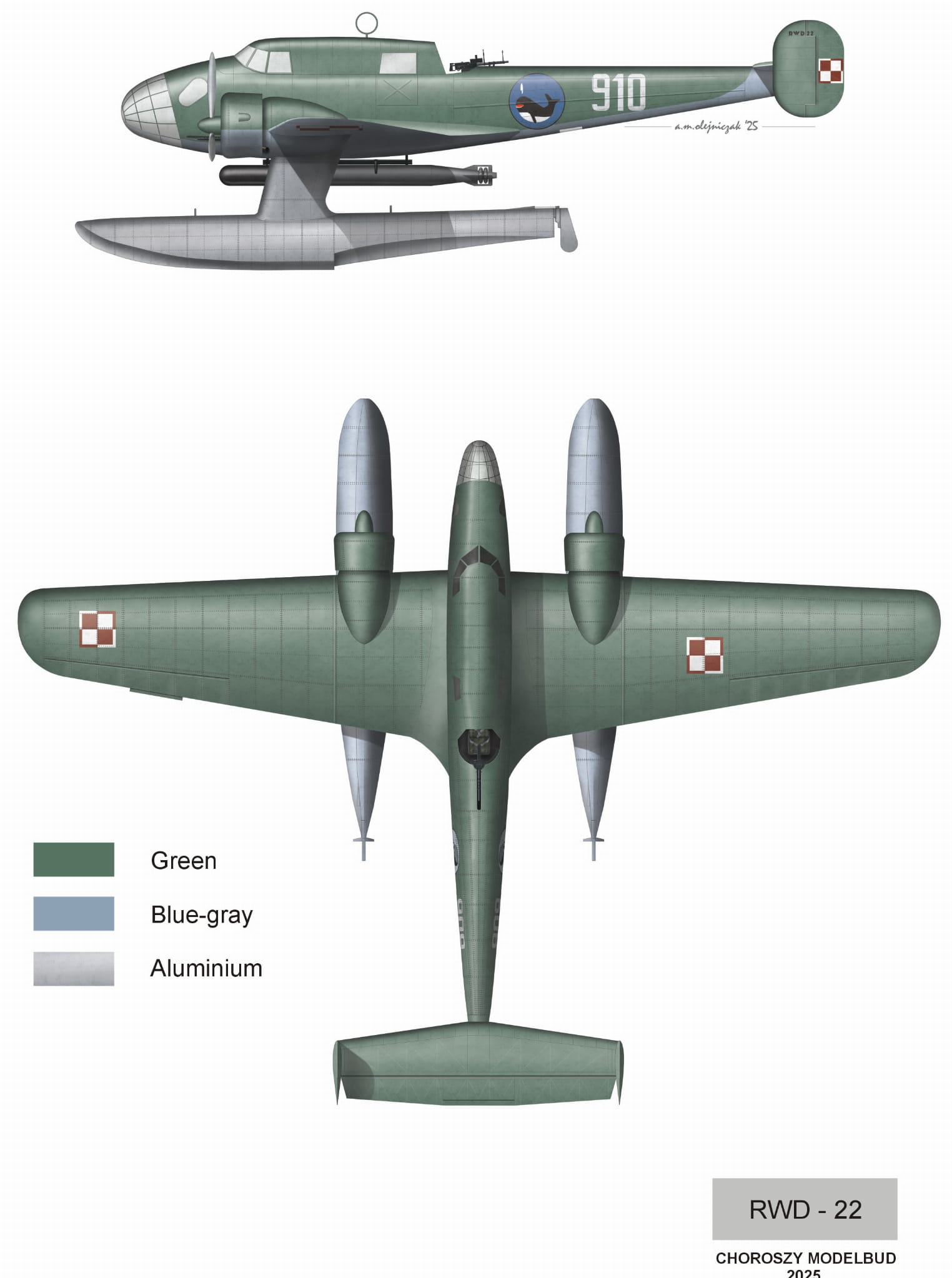 Choroszy Modelbud Releases 1-72 RWD-22 Polish Floatplane Color Patern