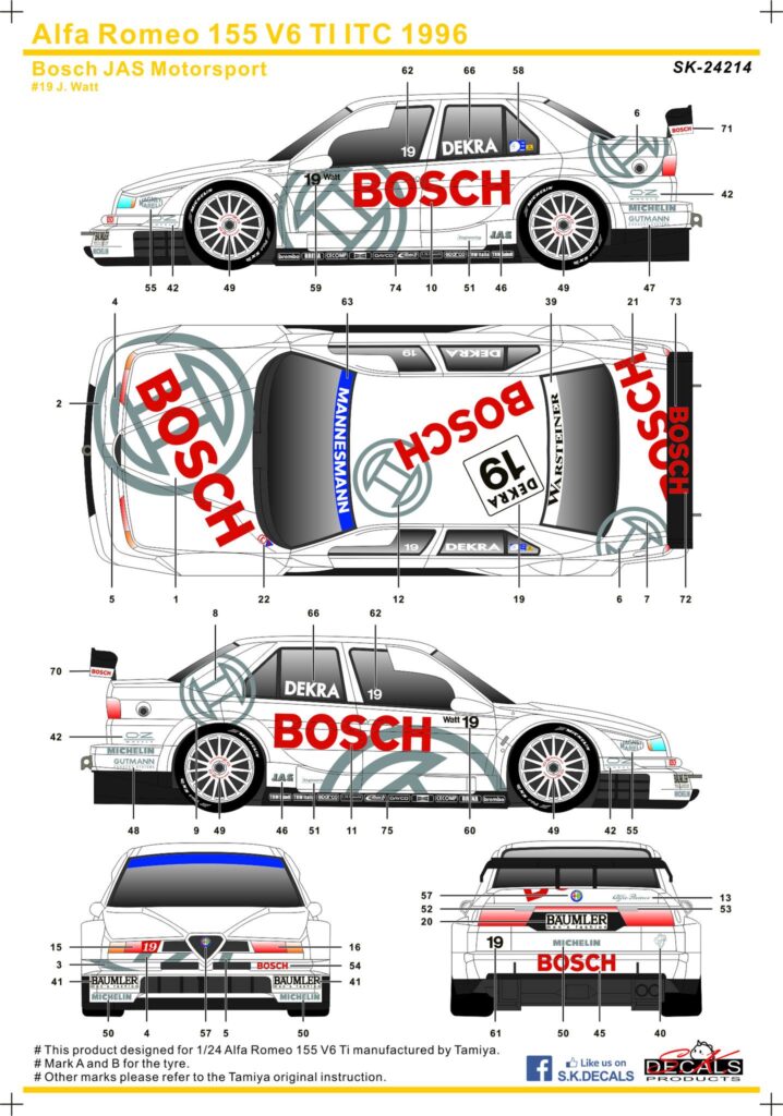 SK24214 Alfa Romeo 155 V6 Ti ITC 1996 Bosch JAS Motorsport Alfa Romeo