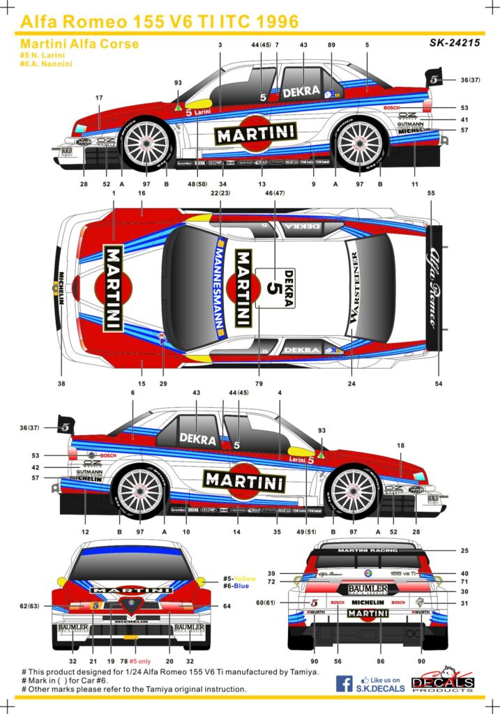 SK24215 Alfa Romeo 155 V6 Ti ITC 1996 Martini Alfa Corse