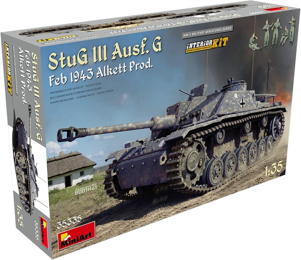 MIN35335 1:35-StuG III Ausf G Feb 1943 Alkett Prod, Int Kit Scale Model, Unpainted