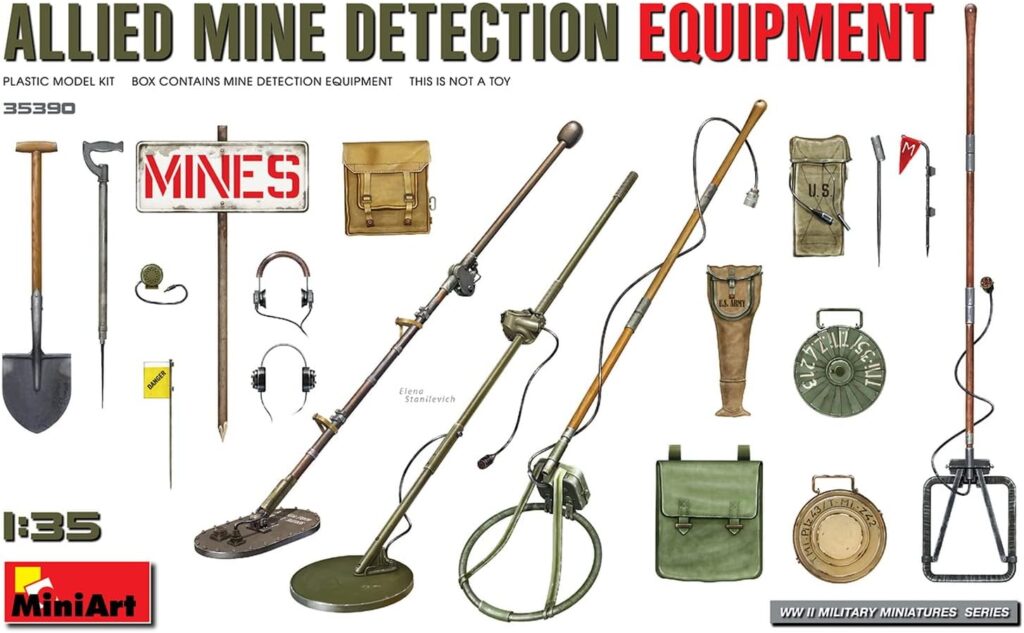 MIN35390 1:35-Allied Mine Detection Equipment Scale Model kit, Unpainted