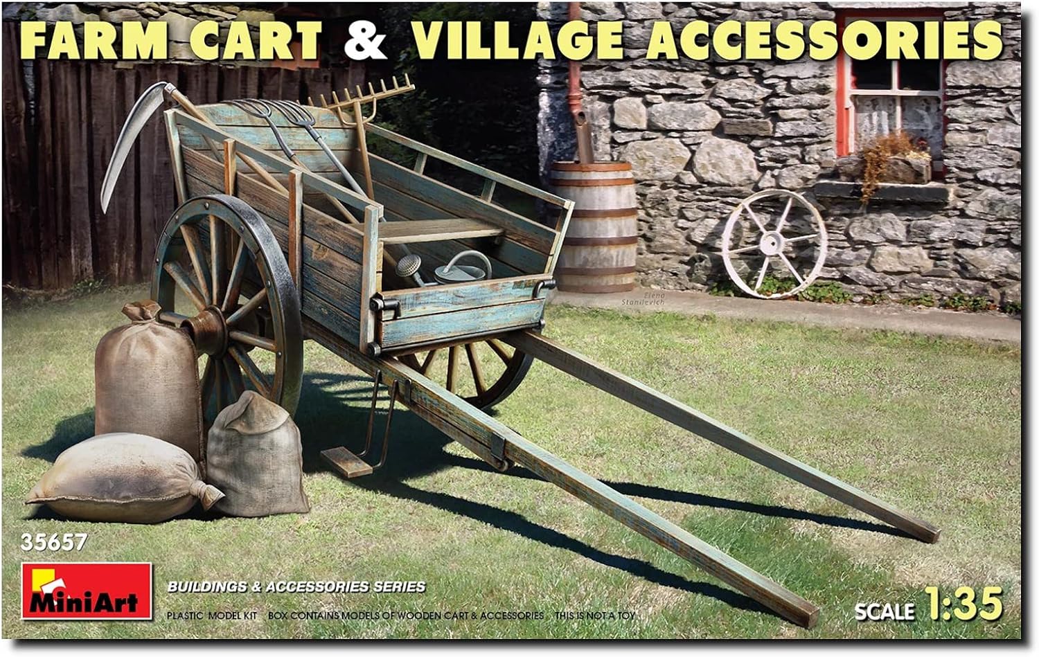 Kit MIN35657 - Farm Cart in 1:35 Scale with Village Accessories Model