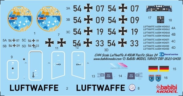 Babibi Model Unleashes New Pacific Skies 24 Decal Set for the Luftwaffe A400M Atlas 1/44 Scale