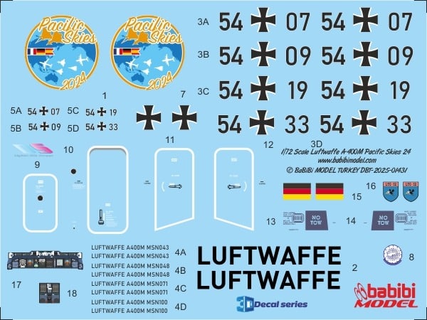 Babibi Model Unleashes New Pacific Skies 24 Decal Set for the Luftwaffe A400M Atlas 1/72 Scale